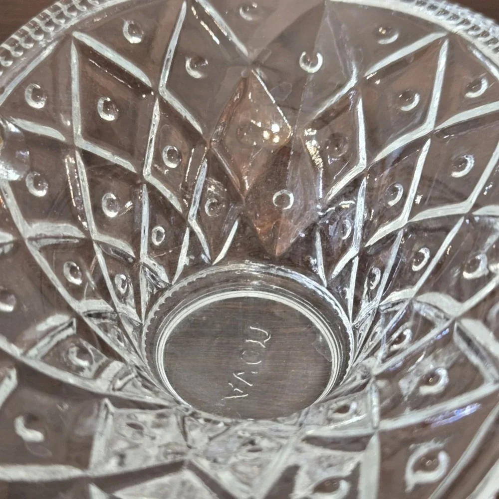 Avon Vintage Crystal Glass Basket Embossed Trinket Votive Home Decor